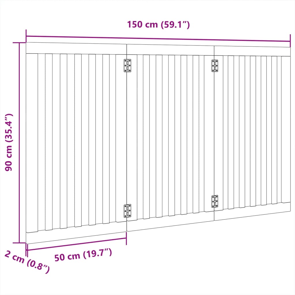 Cancello Cani Pieghevole 3 Pannelli Marrone 150cm Legno Pioppo