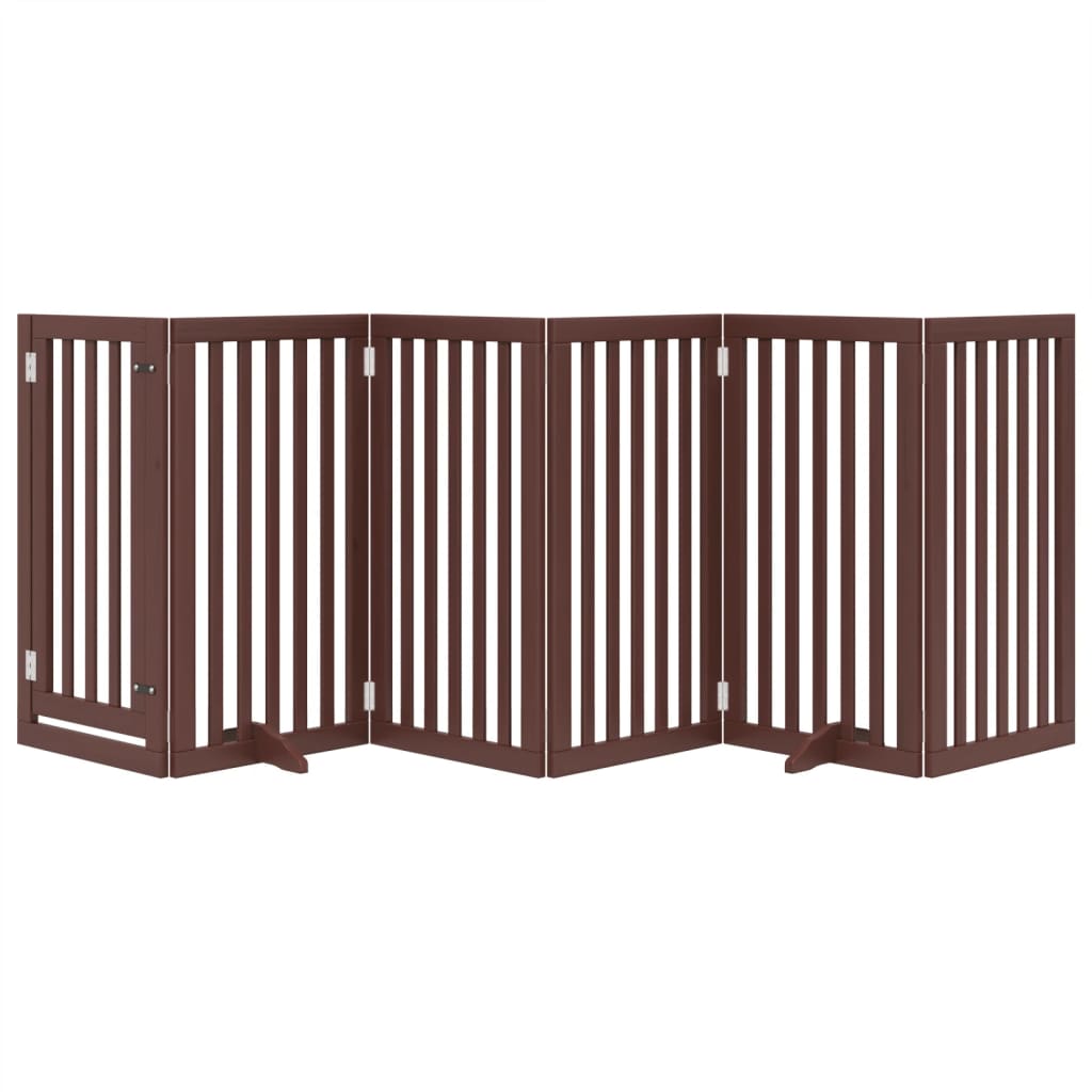 Cancello Cani Porta Pieghevole Marrone 6 Pannelli 300cm Pioppo
