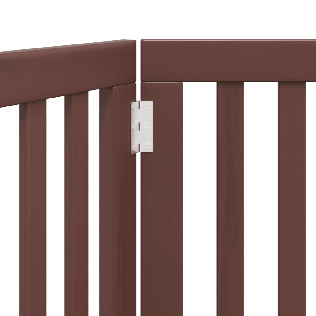 Cancello Cani Pieghevole 2 Pannelli Marrone 160cm Legno Pioppo
