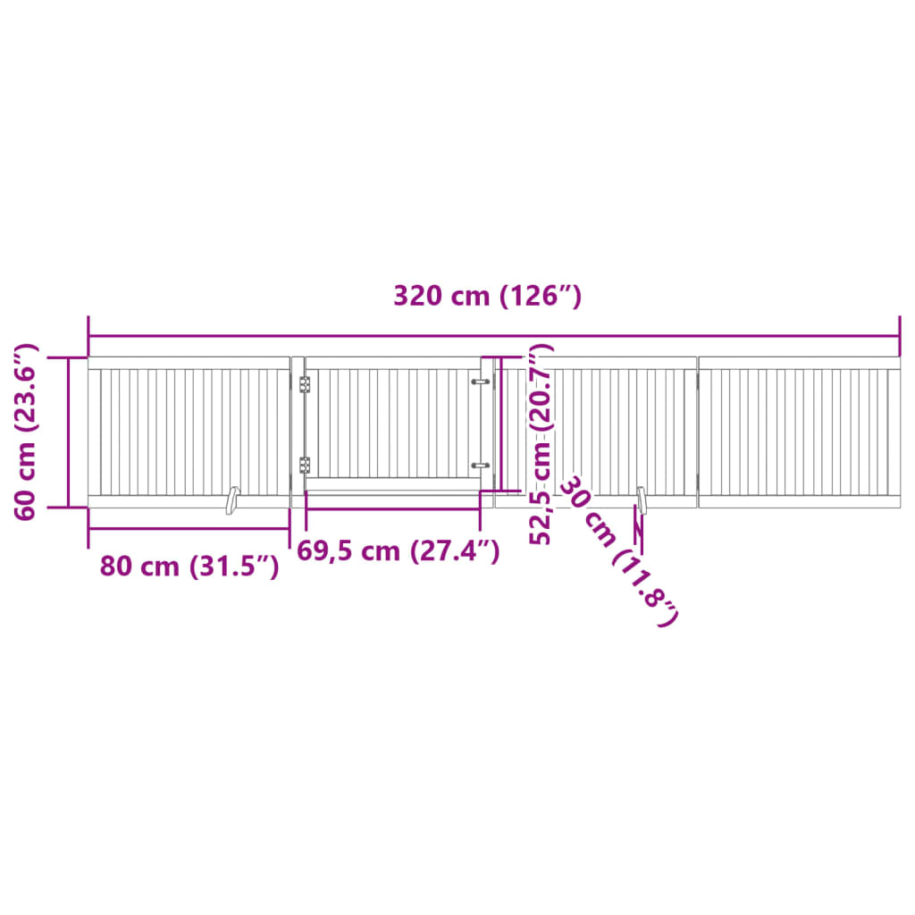 Cancello Cani Porta Pieghevole Marrone 4 Pannelli 320cm Pioppo