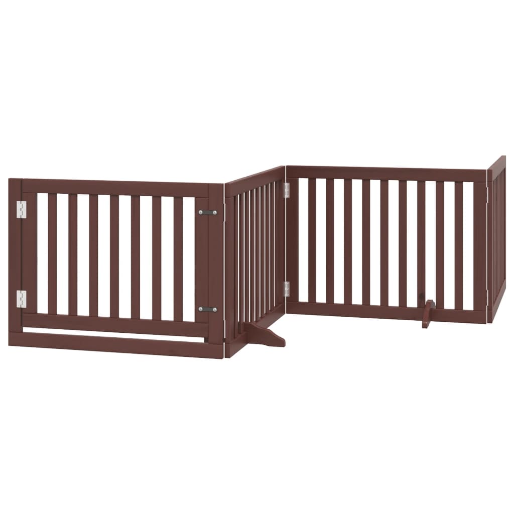 Cancello Cani Porta Pieghevole Marrone 4 Pannelli 320cm Pioppo