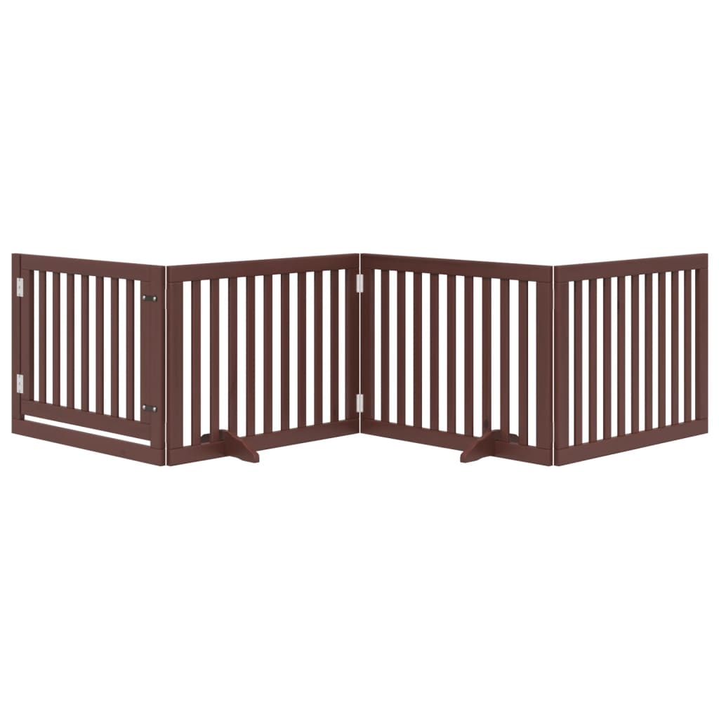 Cancello Cani Porta Pieghevole Marrone 4 Pannelli 320cm Pioppo