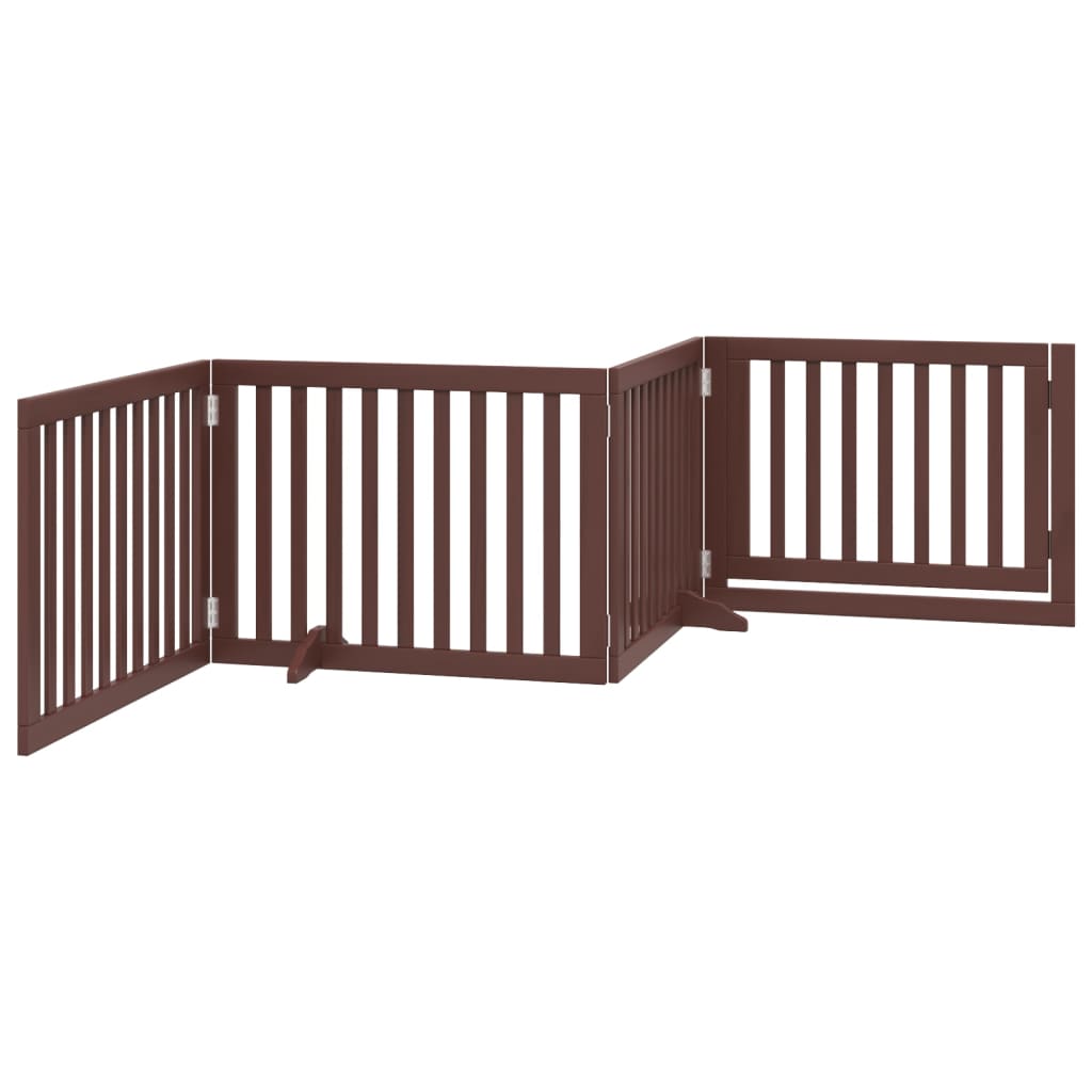 Cancello Cani Porta Pieghevole Marrone 4 Pannelli 320cm Pioppo