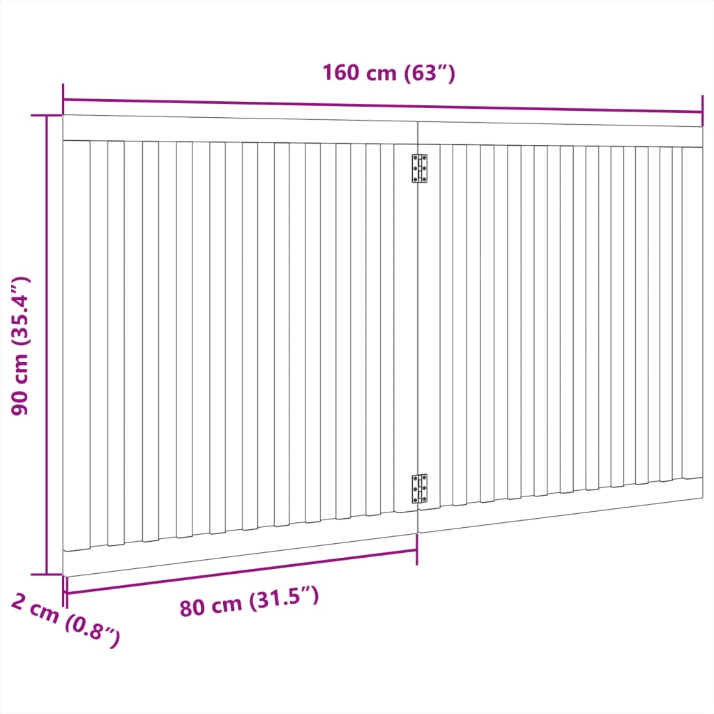 Cancello Cani Pieghevole 2 Pannelli Marrone 160cm Legno Pioppo