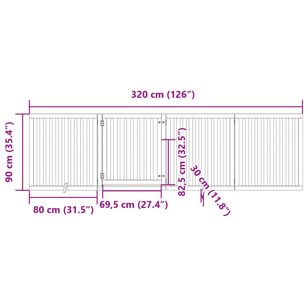 Cancello Cani Porta Pieghevole Marrone 4 Pannelli 320cm Pioppo
