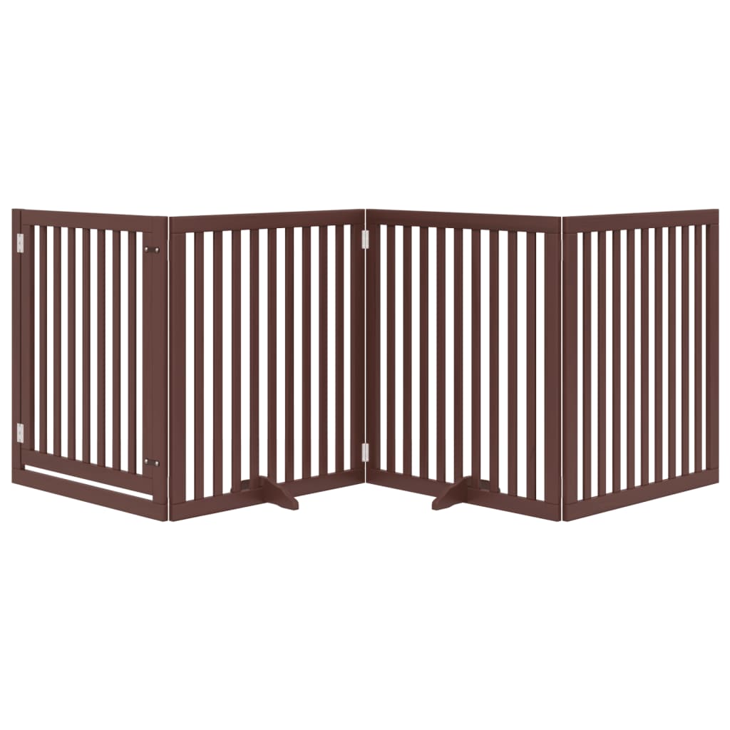Cancello Cani Porta Pieghevole Marrone 4 Pannelli 320cm Pioppo