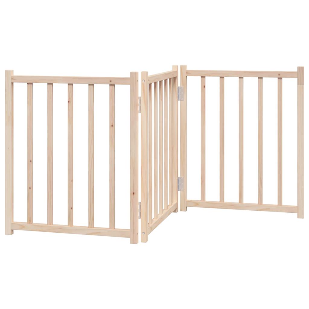 Cancello per Cani Pieghevole 3 Pannelli 150 cm Massello Abete