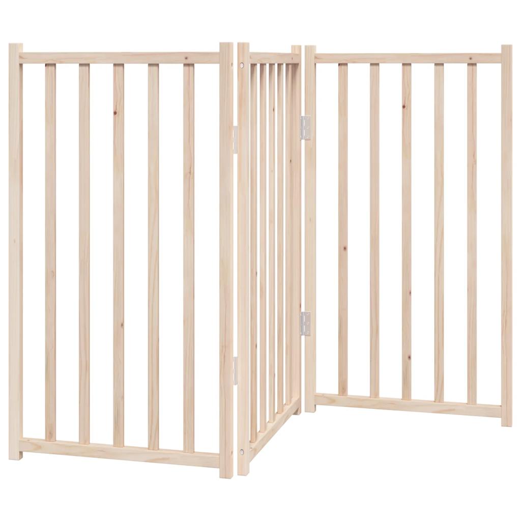 Cancelletto per cani pieghevole a 3 pannelli 150 cm in legno massello di abete