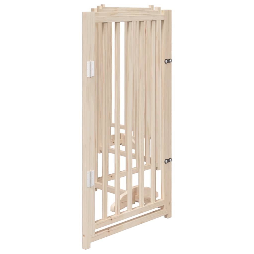 Cancelletto per cani con porta pieghevole 6 pannelli 300 cm in legno massello di abete