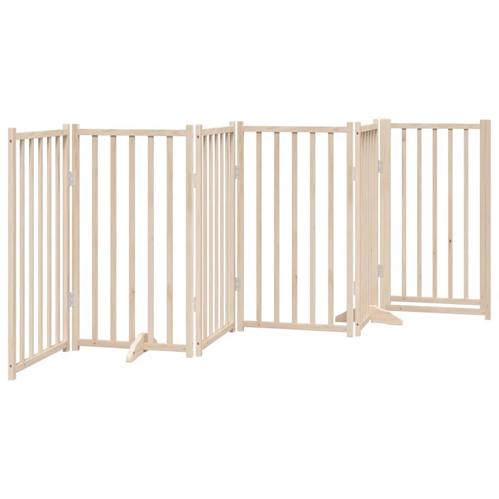 Cancelletto per cani con porta pieghevole 6 pannelli 300 cm in legno massello di abete