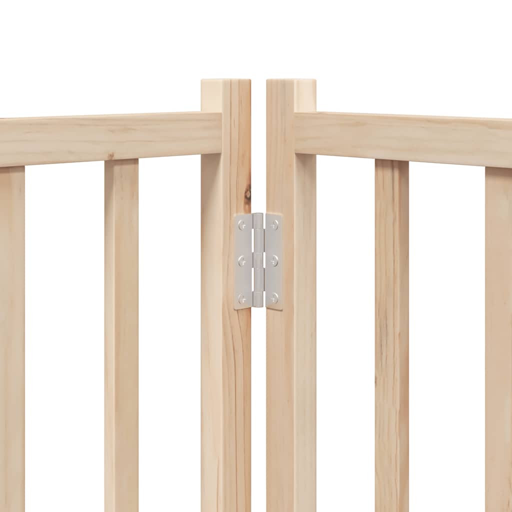 Cancelletto per cani con porta pieghevole 4 pannelli 320 cm in legno massello di abete