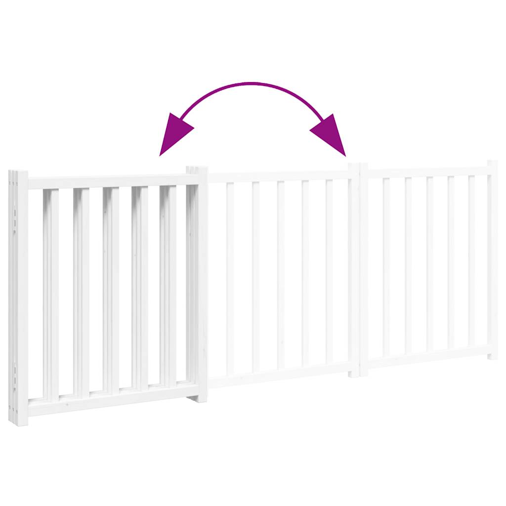 Cancello Cani Pieghevole 3 Pannelli Bianco 150cm Massello Abete