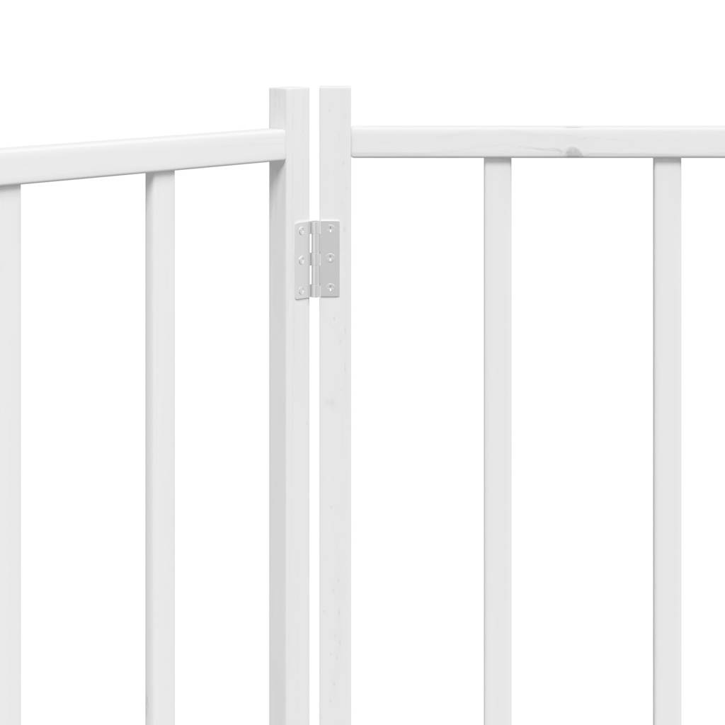 Cancello Cani Pieghevole 3 Pannelli Bianco 150cm Massello Abete