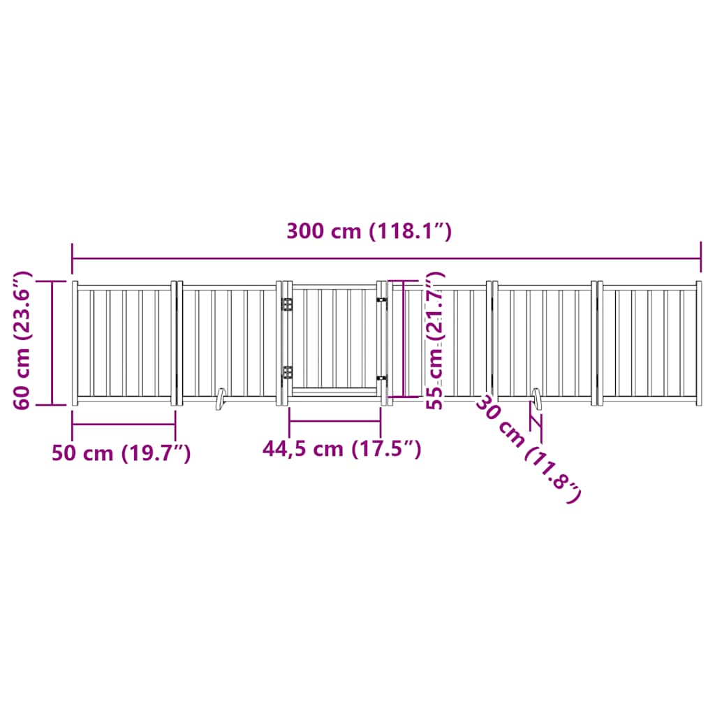 Cancello Cani Pieghevole Bianco 6 Pannelli 300cm Massello Abete