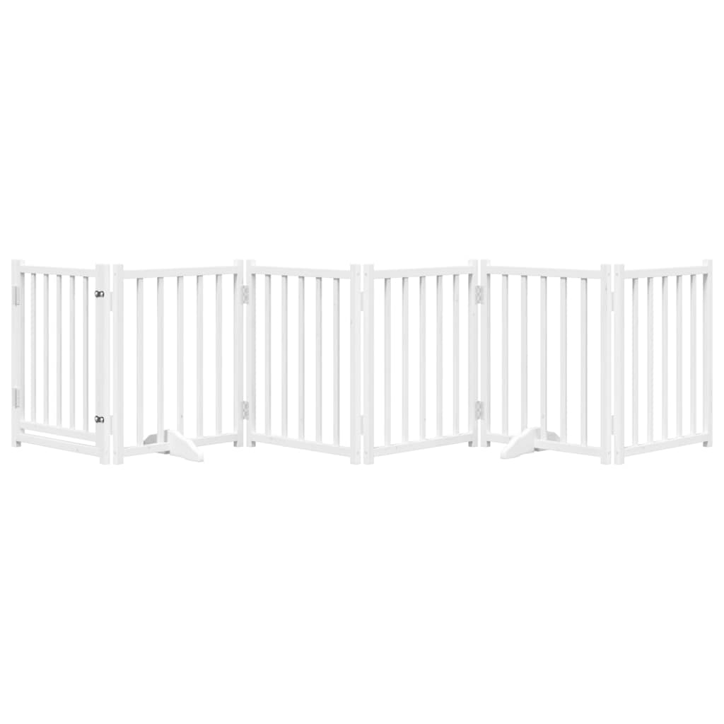 Cancello Cani Pieghevole Bianco 6 Pannelli 300cm Massello Abete