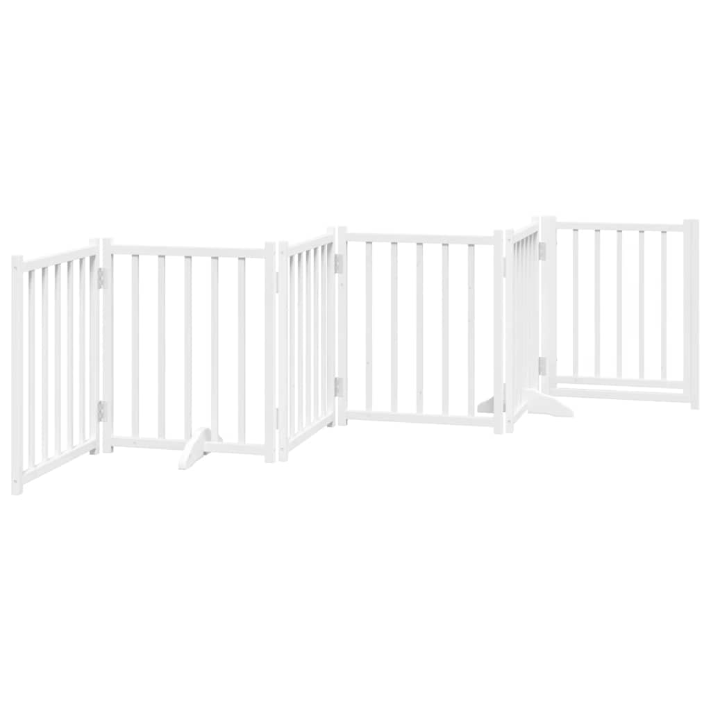 Cancello Cani Pieghevole Bianco 6 Pannelli 300cm Massello Abete