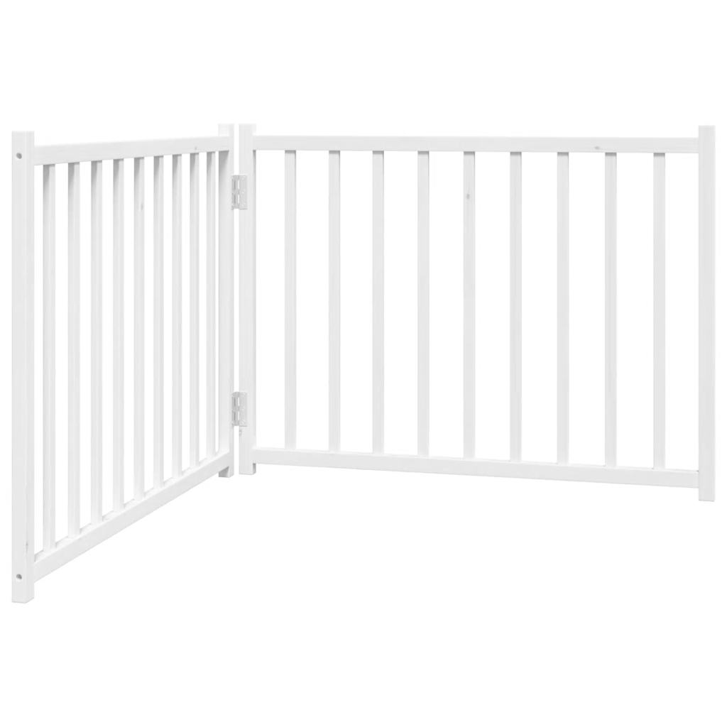 Cancello Cani Pieghevole 2 Pannelli Bianco 160cm Massello Abete