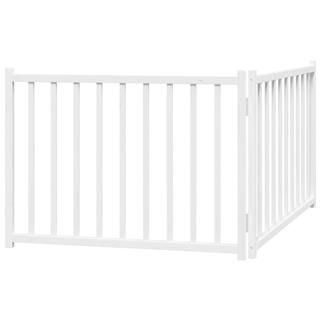 Cancello Cani Pieghevole 2 Pannelli Bianco 160cm Massello Abete