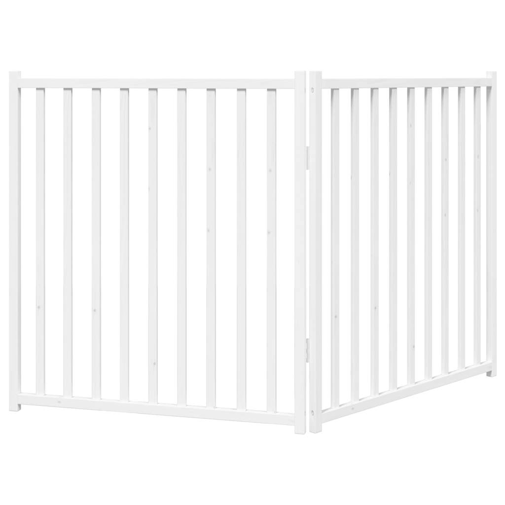 Cancello Cani Pieghevole 2 Pannelli Bianco 160cm Massello Abete