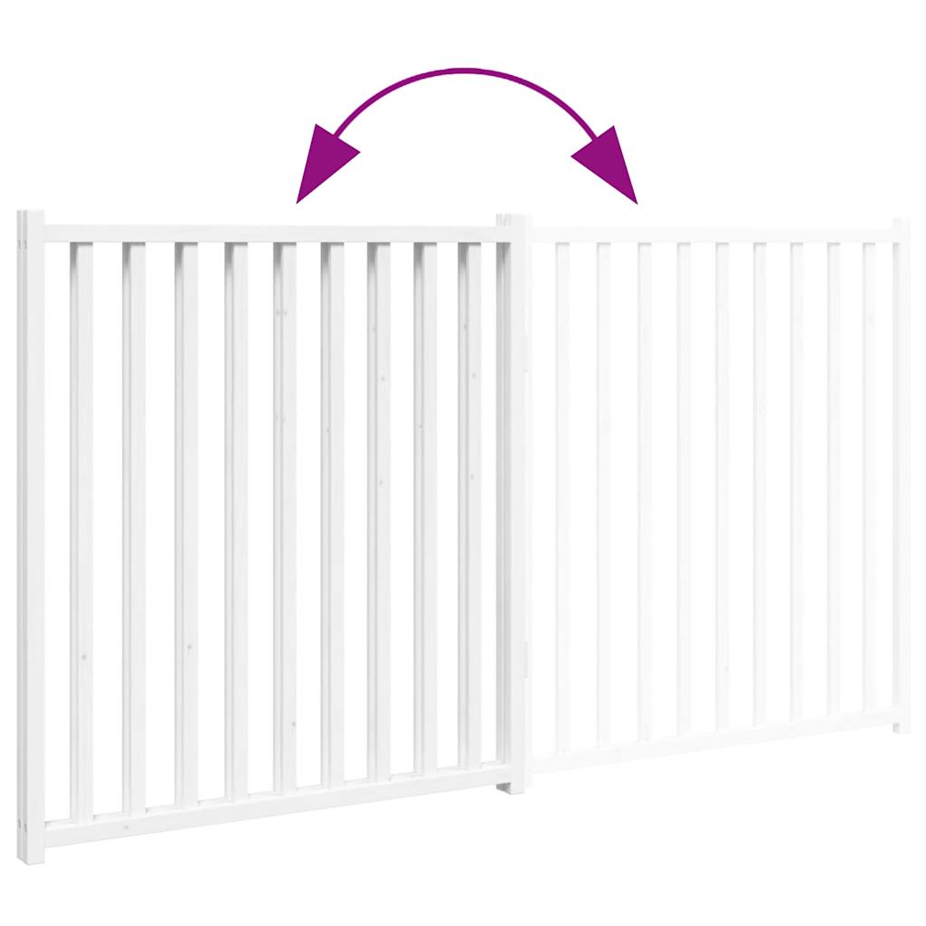 Cancello Cani Pieghevole 2 Pannelli Bianco 160cm Massello Abete