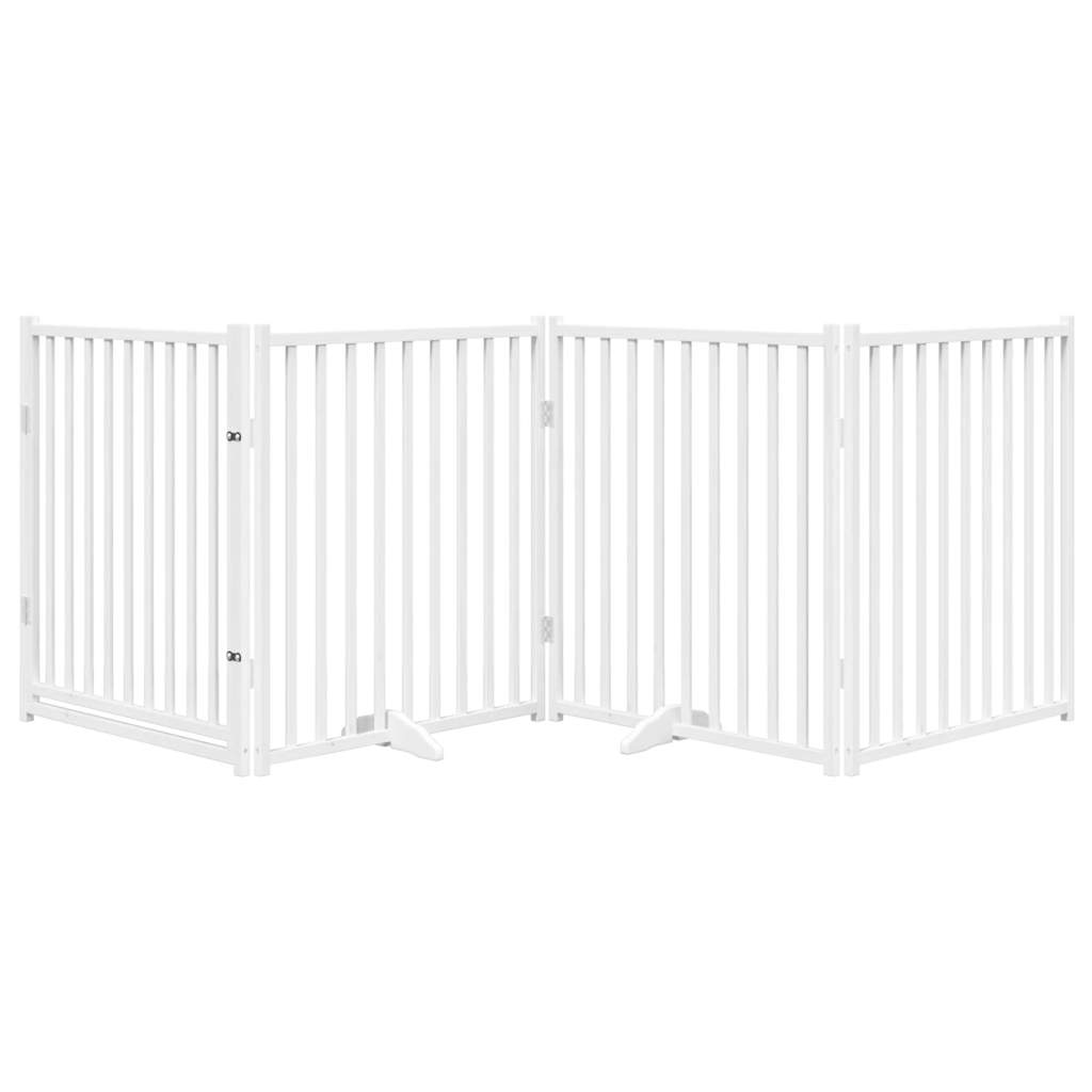 Cancello Cani Pieghevole Bianco 4 Pannelli 320cm Massello Abete