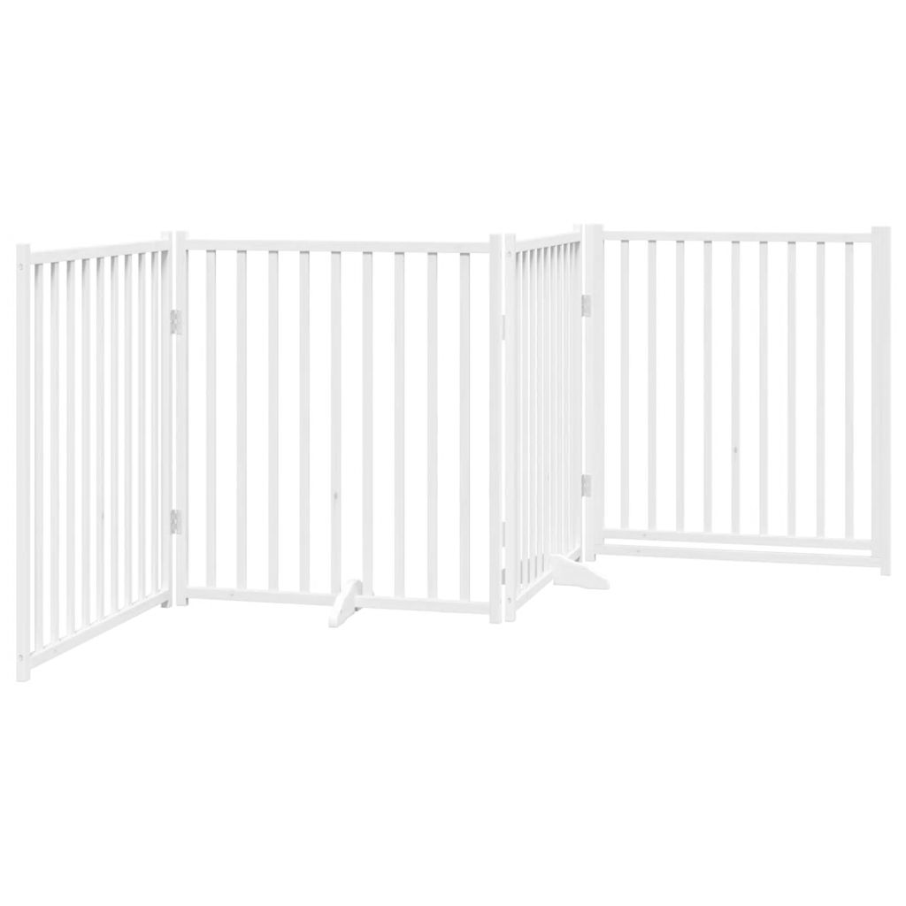 Cancello Cani Pieghevole Bianco 4 Pannelli 320cm Massello Abete