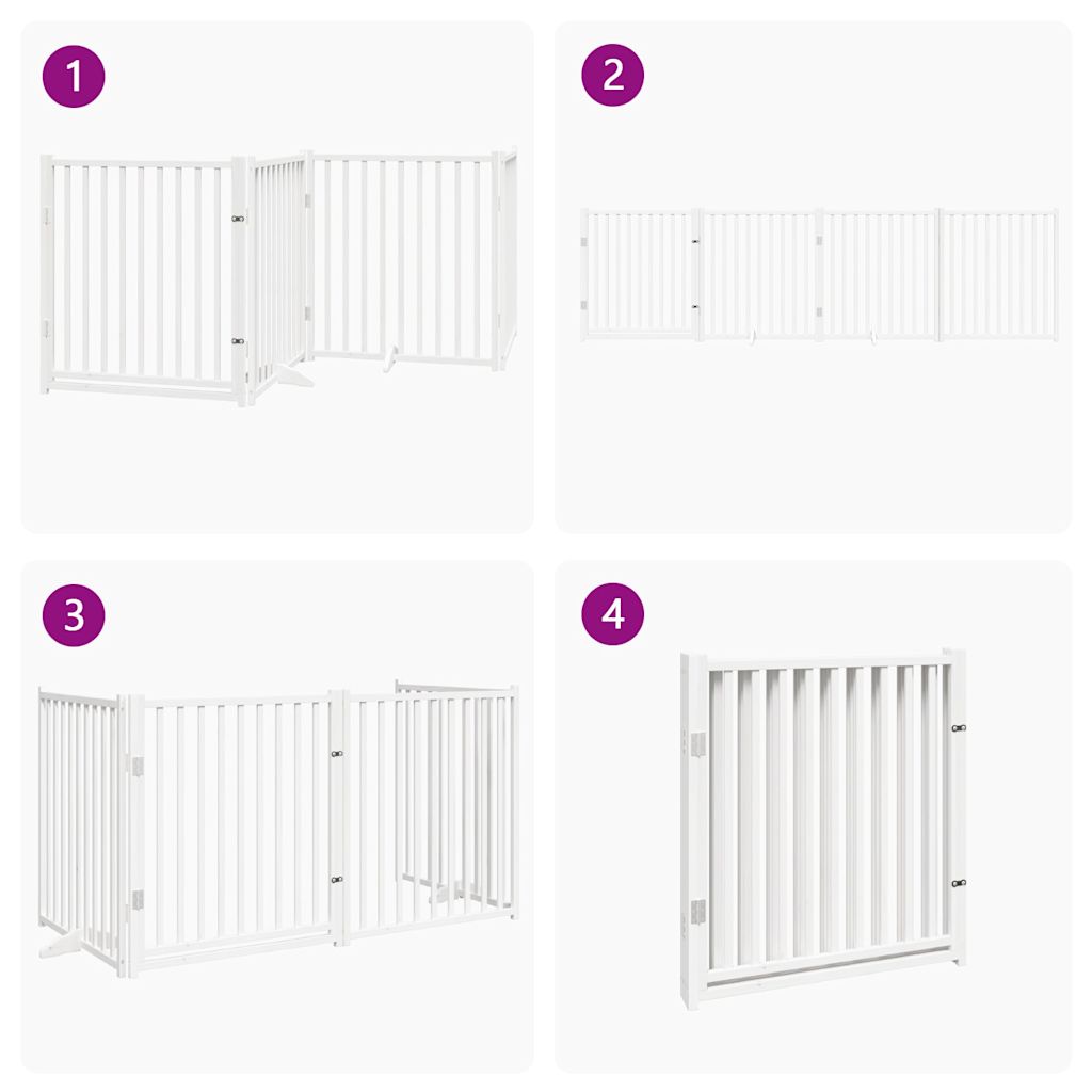 Cancello Cani Pieghevole Bianco 4 Pannelli 320cm Massello Abete