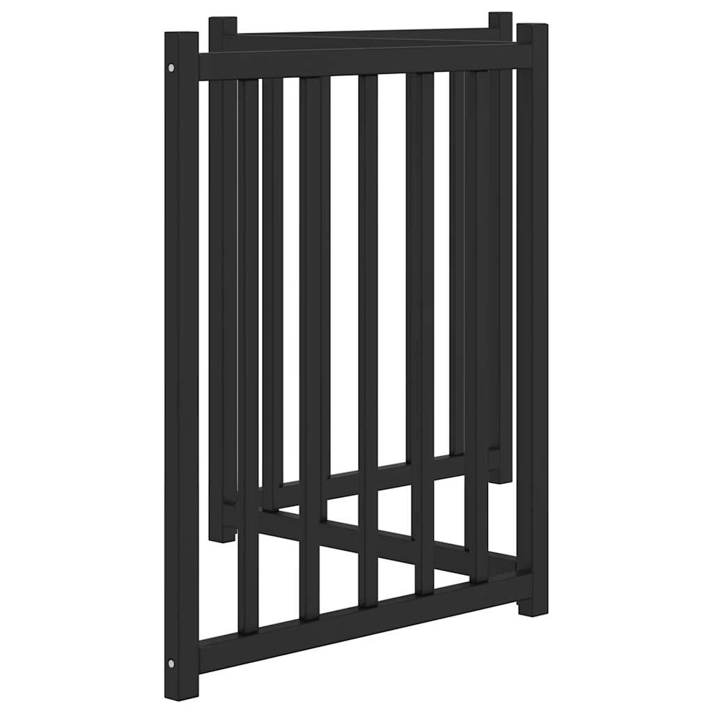 Cancello Cani Pieghevole 3 Pannelli Nero 150 cm Massello Abete