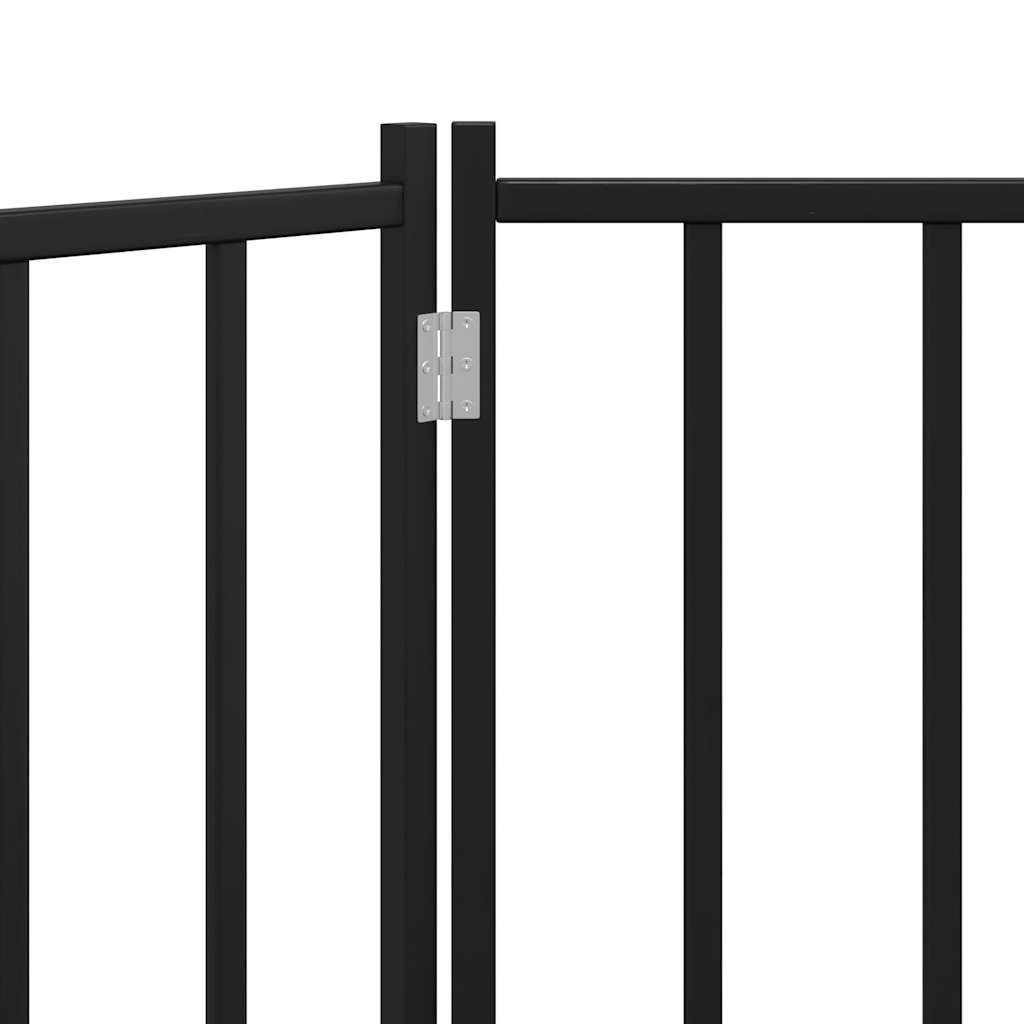 Cancello Cani Pieghevole 3 Pannelli Nero 150 cm Massello Abete
