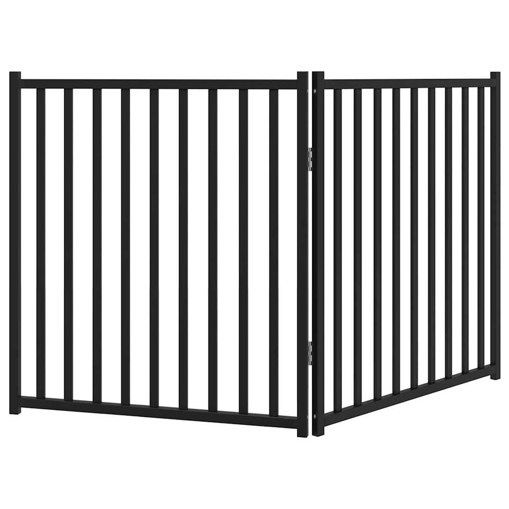 Cancello Cani Pieghevole 2 Pannelli Nero 160 cm Massello Abete