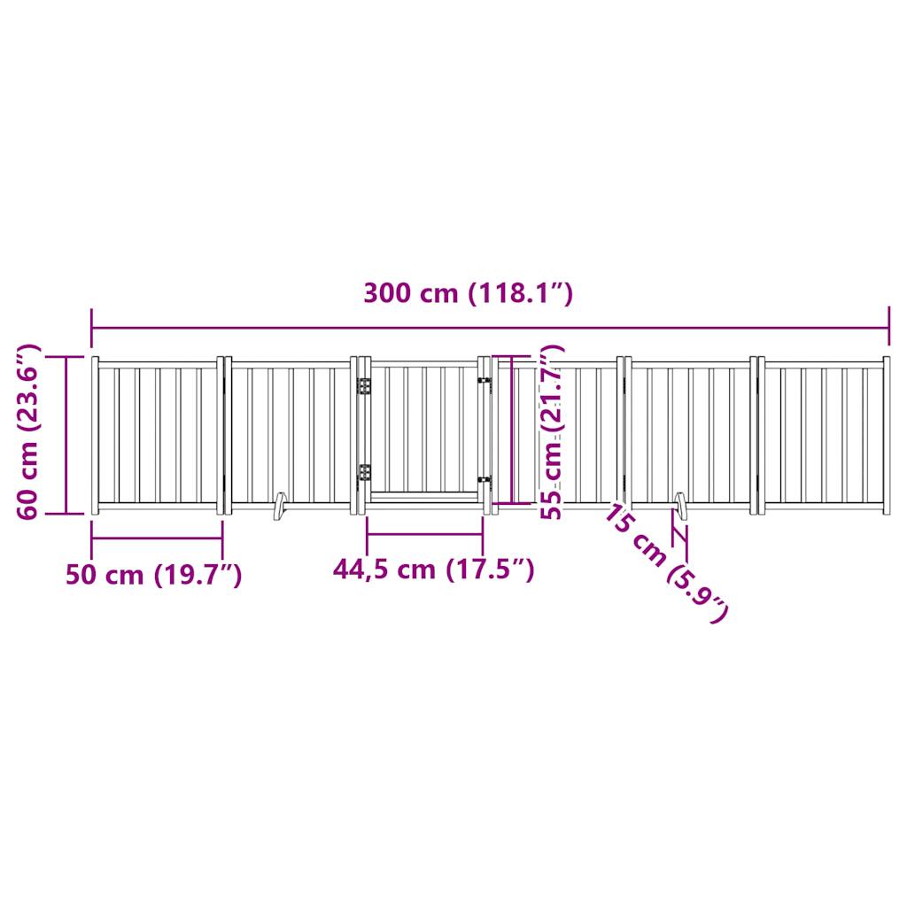 Cancello Cani Pieghevole Marrone 6Pannelli 300cm Massello Abete