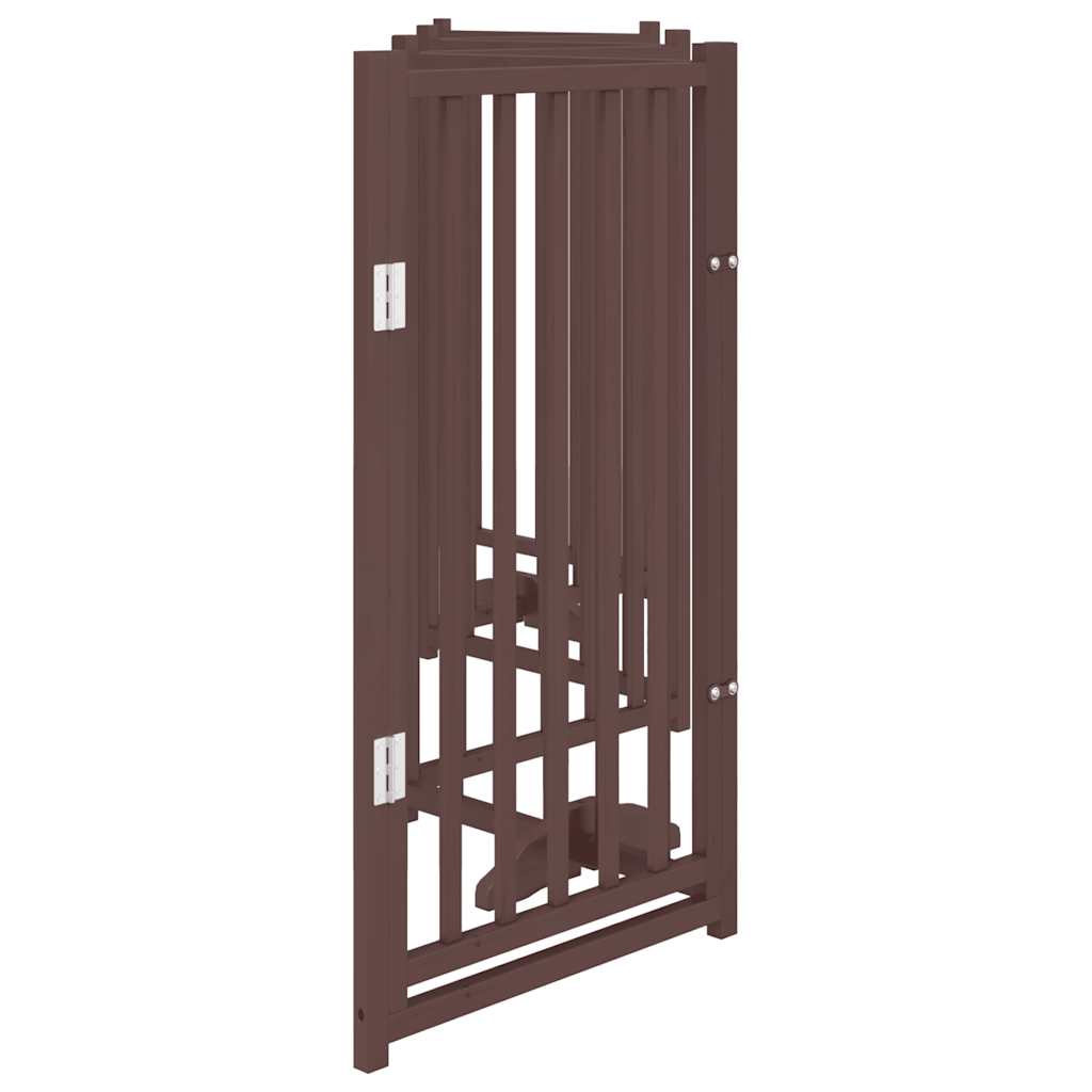 Cancello Cani Pieghevole Marrone 6Pannelli 300cm Massello Abete