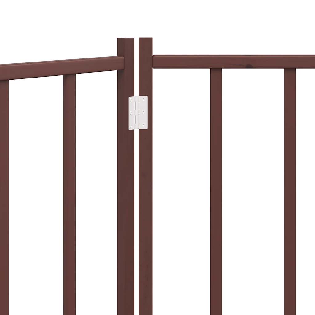 Cancello Cani Pieghevole 2Pannelli Marrone 160cm Massello Abete