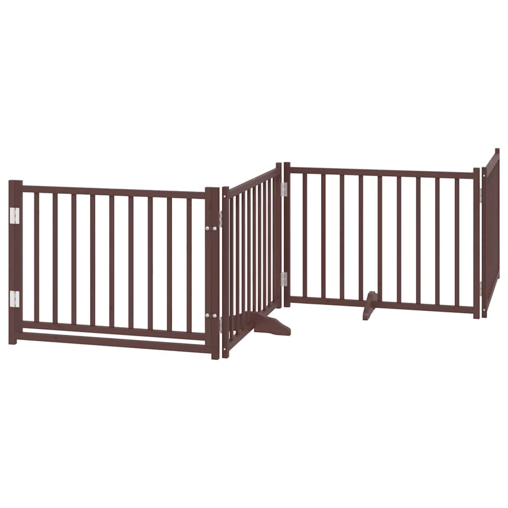 Cancello Cani Pieghevole Marrone 4Pannelli 320cm Massello Abete
