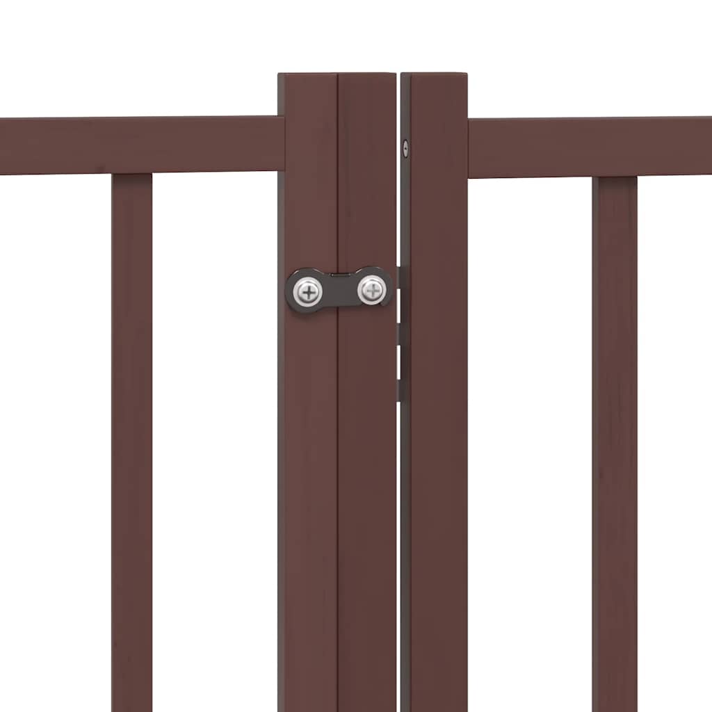 Cancello Cani Pieghevole Marrone 4Pannelli 320cm Massello Abete