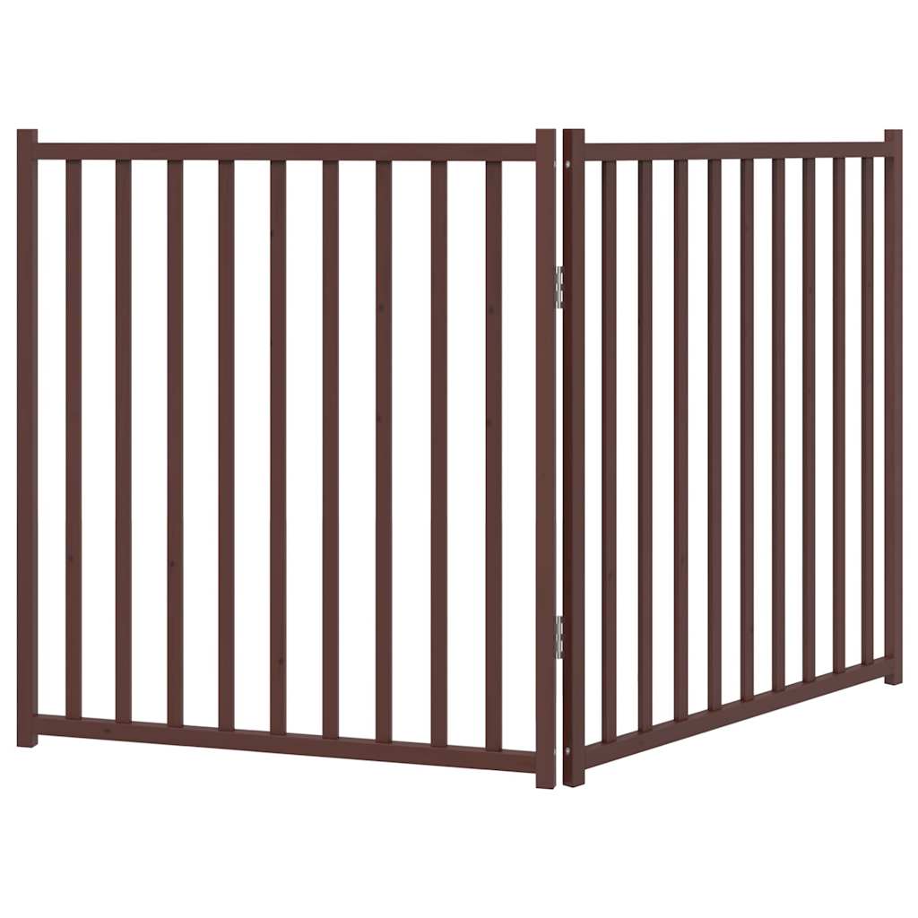 Cancello Cani Pieghevole 2Pannelli Marrone 160cm Massello Abete