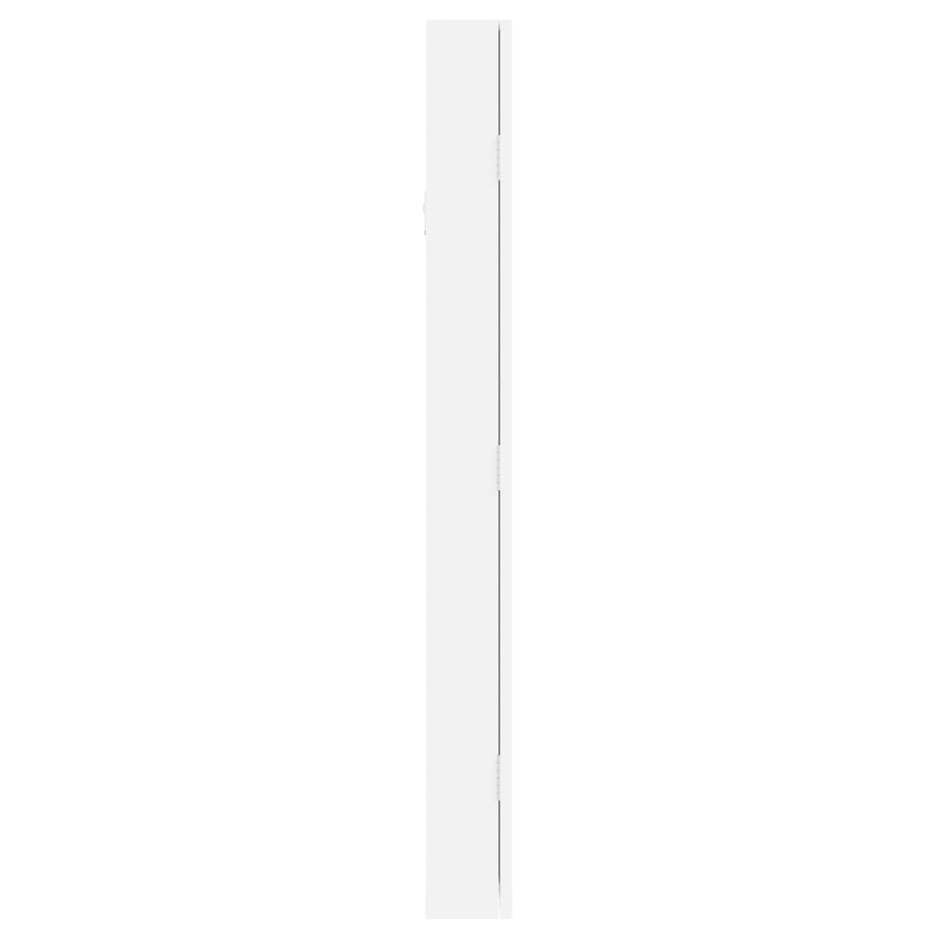 Armadio Portagioie con Specchio a Muro Bianco 30x8,5x90 cm