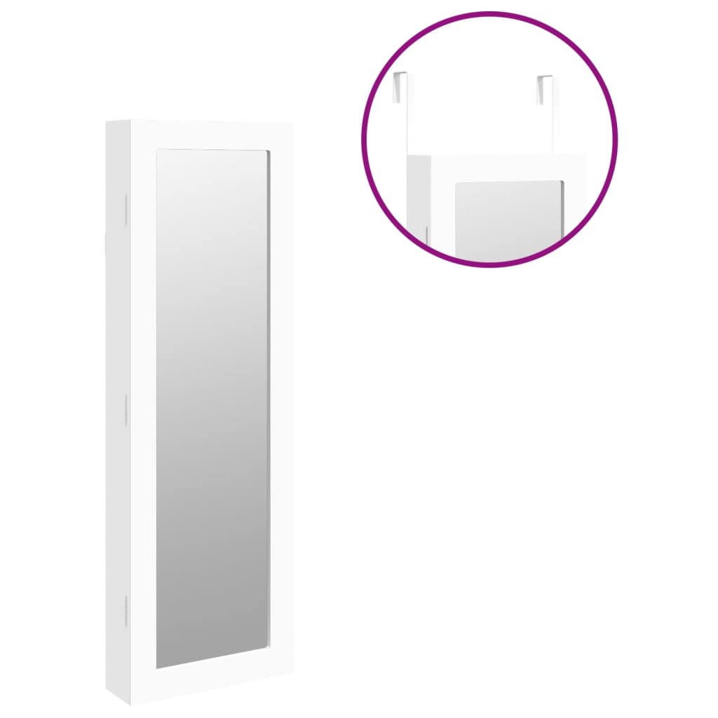 Armadio Portagioie con Specchio a Muro Bianco 30x8,5x90 cm