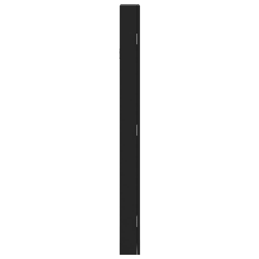 Armadio Portagioie con Specchio a Muro Nero 30x8,5x106 cm