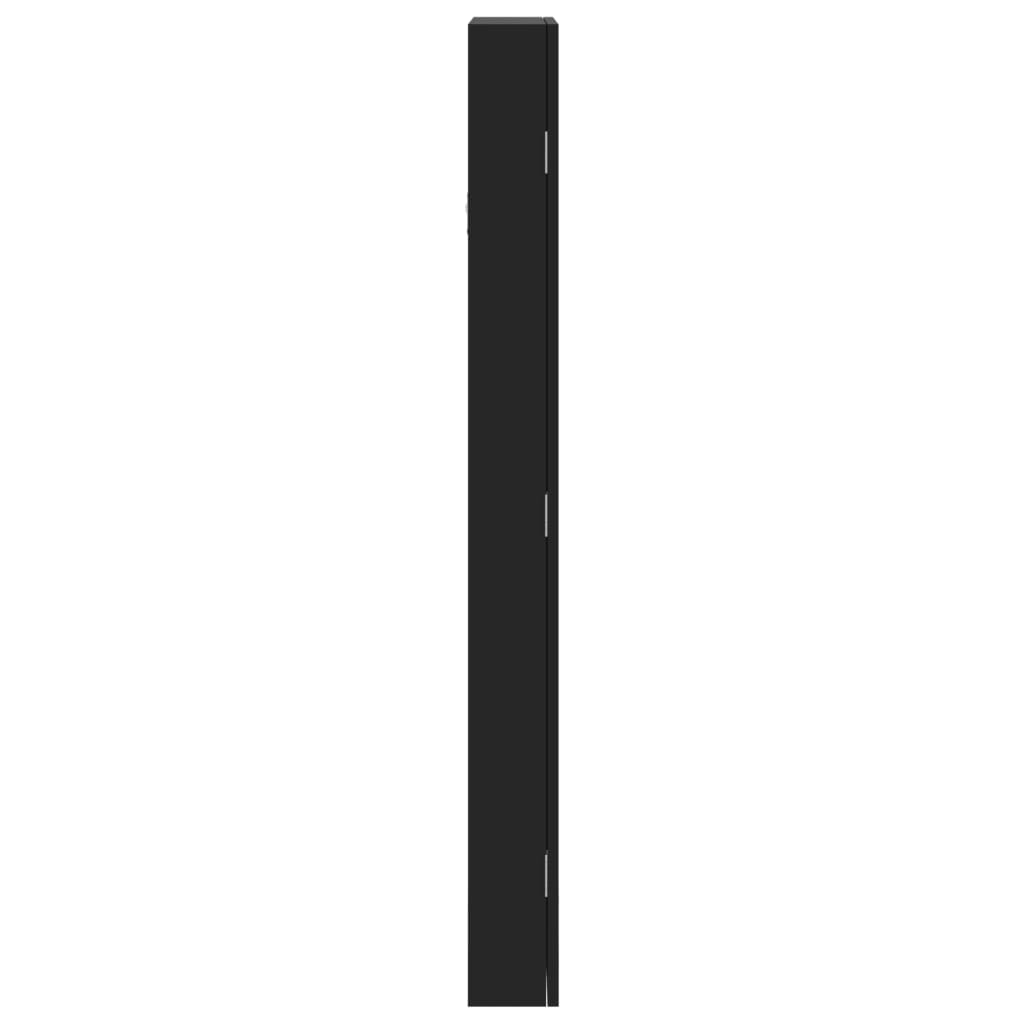 Armadio Portagioie con Specchio a Muro Nero 37,5x10x106 cm