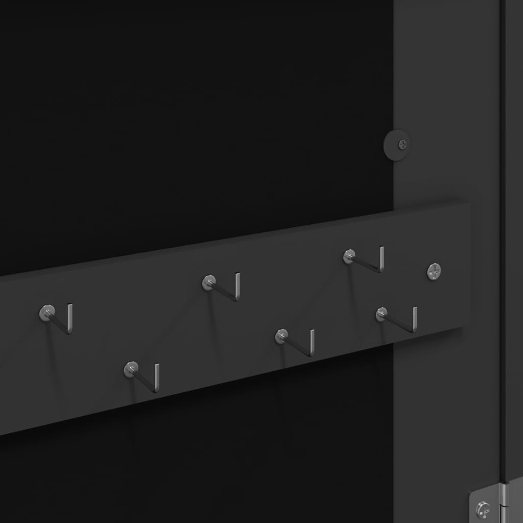 Armadio Portagioie con Specchio a Muro Nero 37,5x10x67 cm