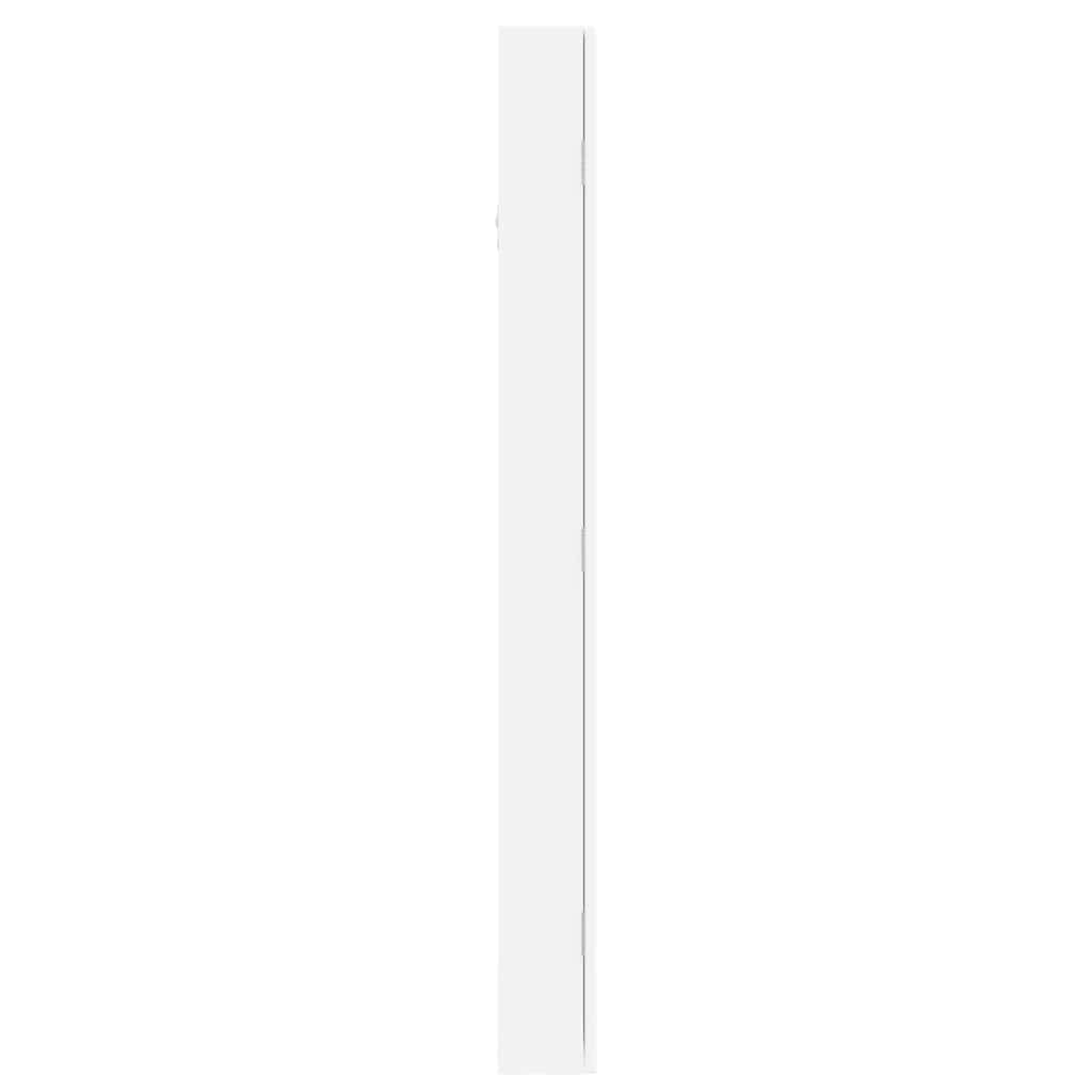 Armadio Portagioie con Specchio a Muro Bianco 37,5x10x106 cm