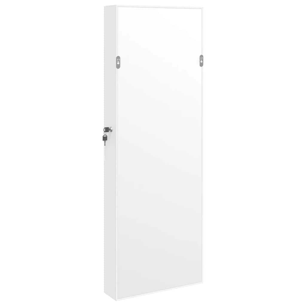 Armadio Portagioie con Specchio a Muro Bianco 37,5x10x106 cm