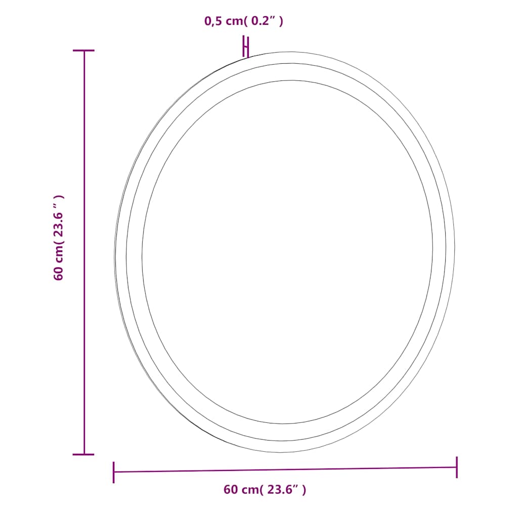 Specchio da Bagno LED 60 cm Rotondo