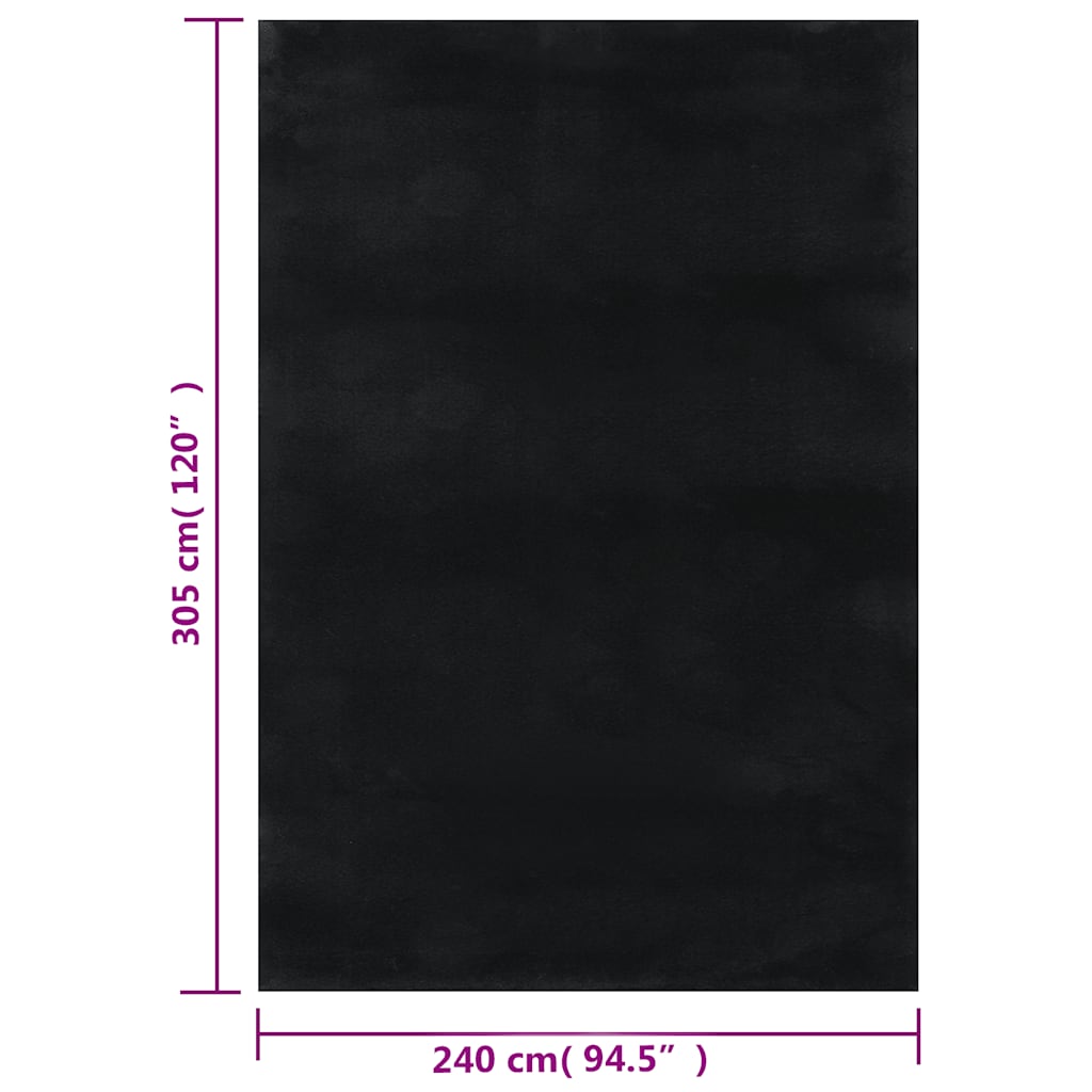 Tappeto Shaggy Nero 240x305 cm in Poliestere