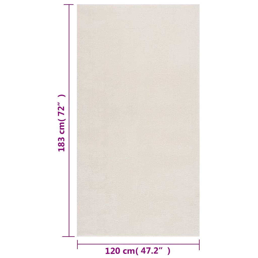 Tappeto Shaggy Crema/Bianco 120x183 cm in Poliestere