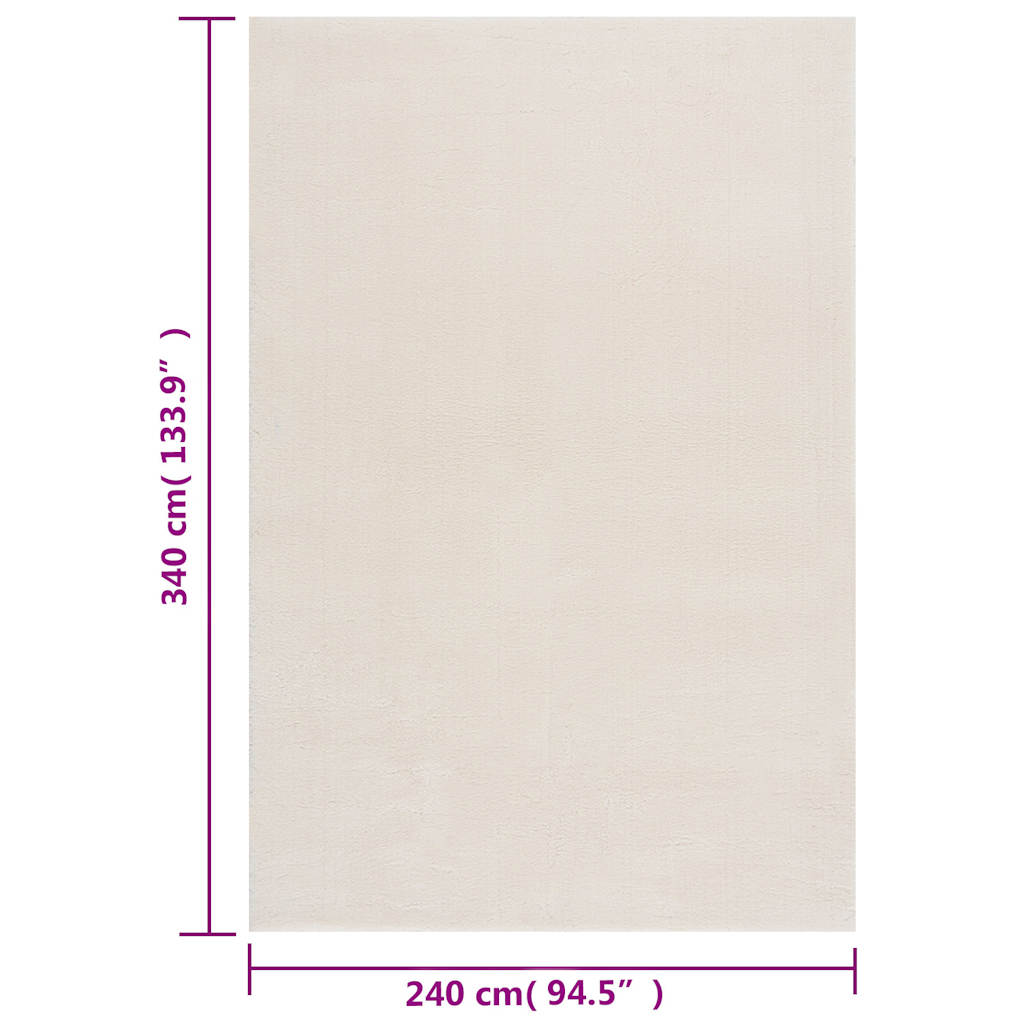 Tappeto Shaggy Crema/Bianco 240x340 cm in Poliestere