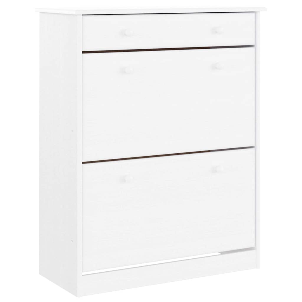 Scarpiera ALTA Bianca 77x35x96 cm in Legno Massello di Pino
