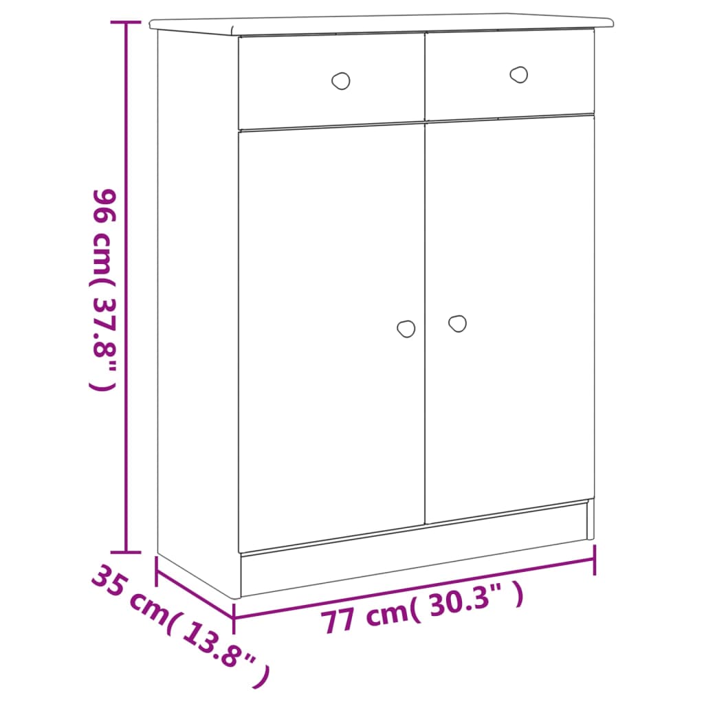 Scarpiera ALTA Bianca 77x35x96 cm in Legno Massello di Pino