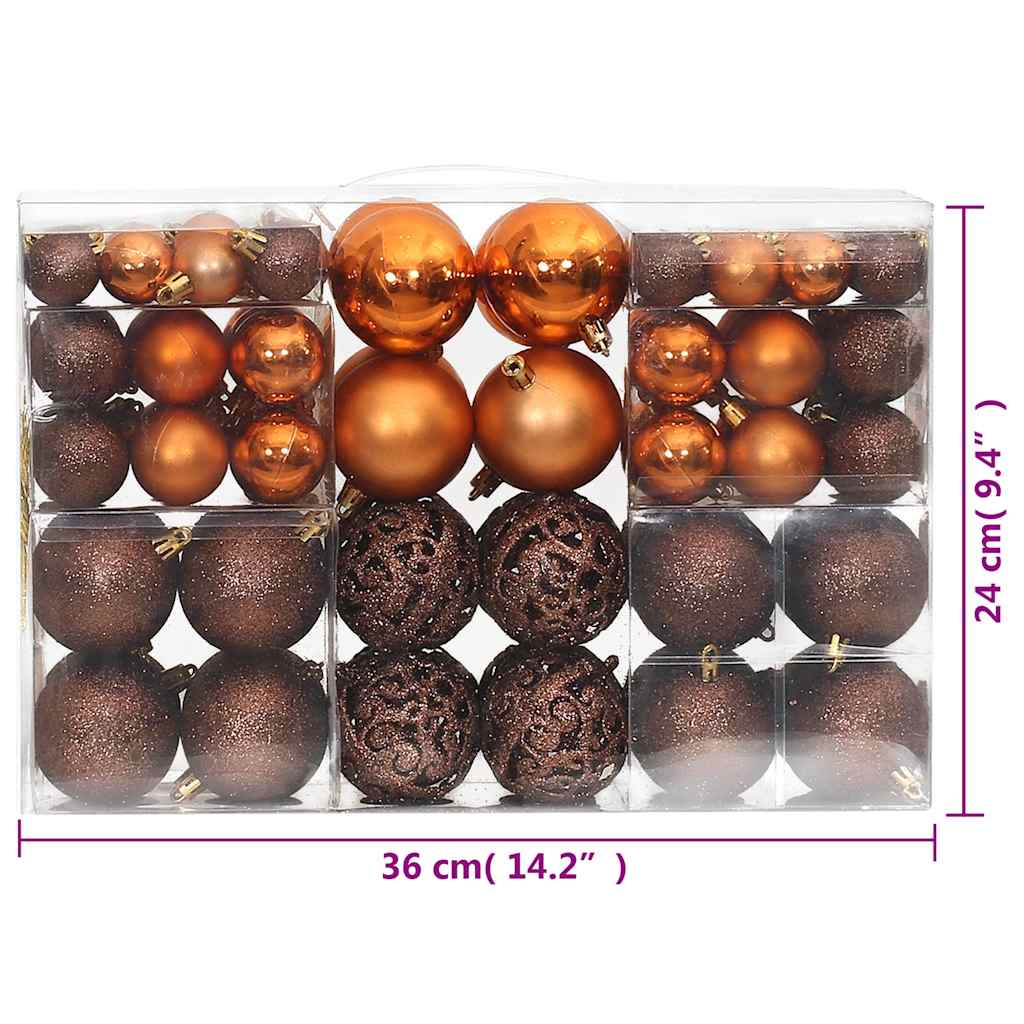 Palline di Natale 100 pz Marroni 3 / 4 / 6 cm